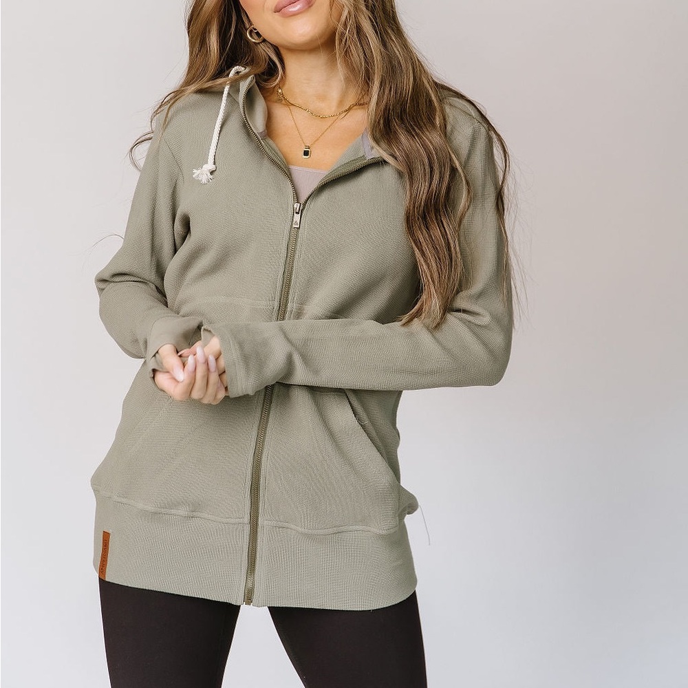 Waffle Knit Fullzip Sweatshirt